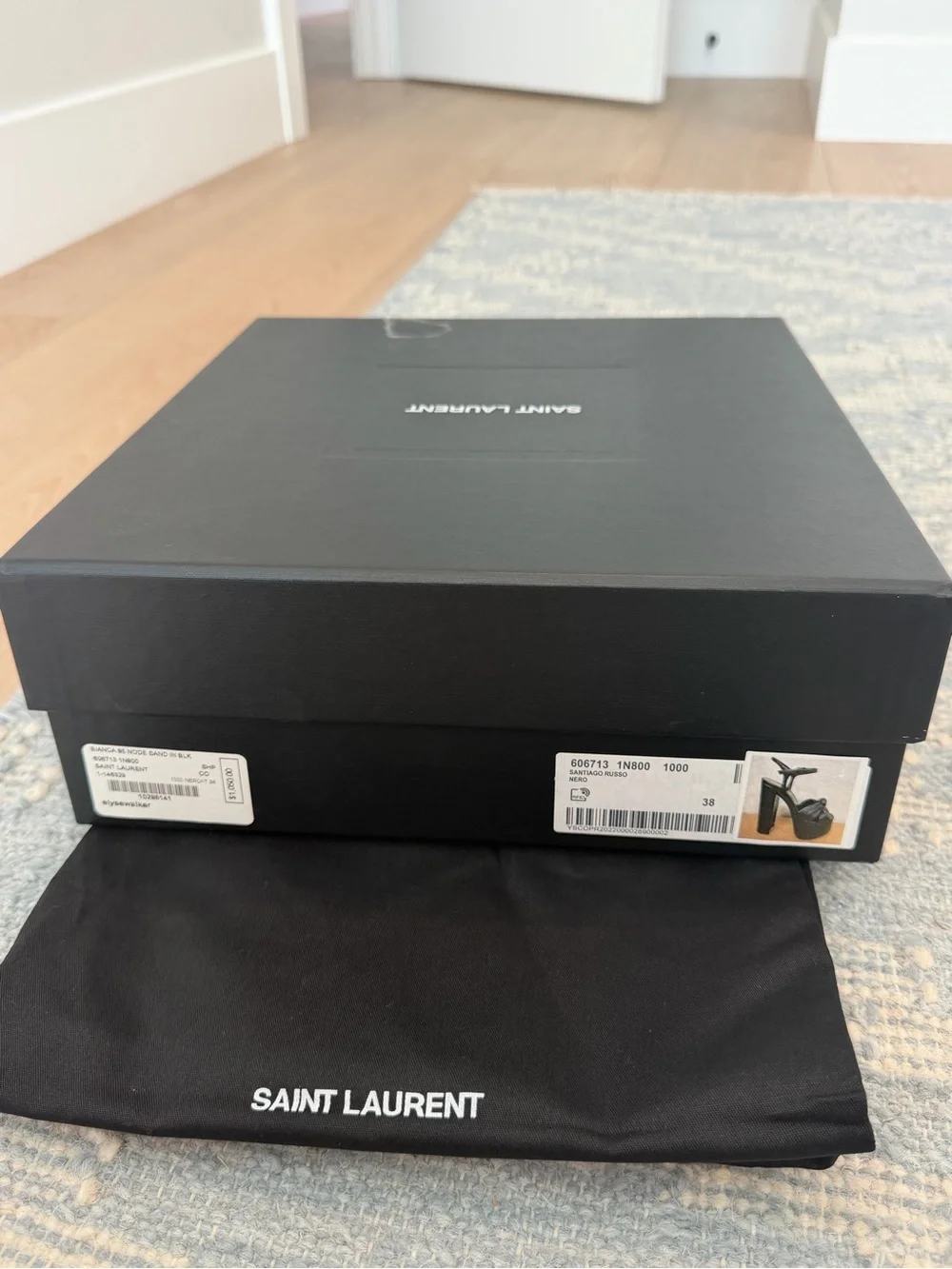 YSL Bianca Black Knotted Platform Sandals